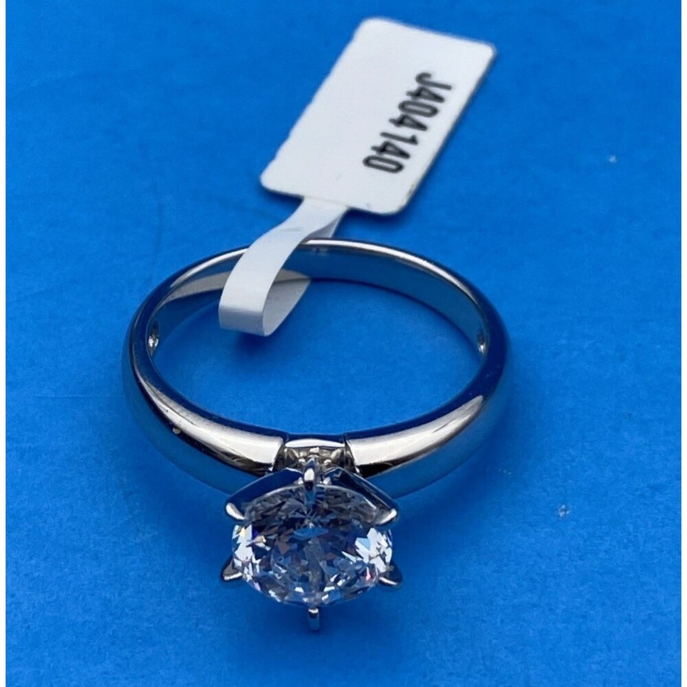 NVDR Signed 925 Sterling Silver Round CZ Solitaire Engagement Ring Sz 8 4.4g Tag